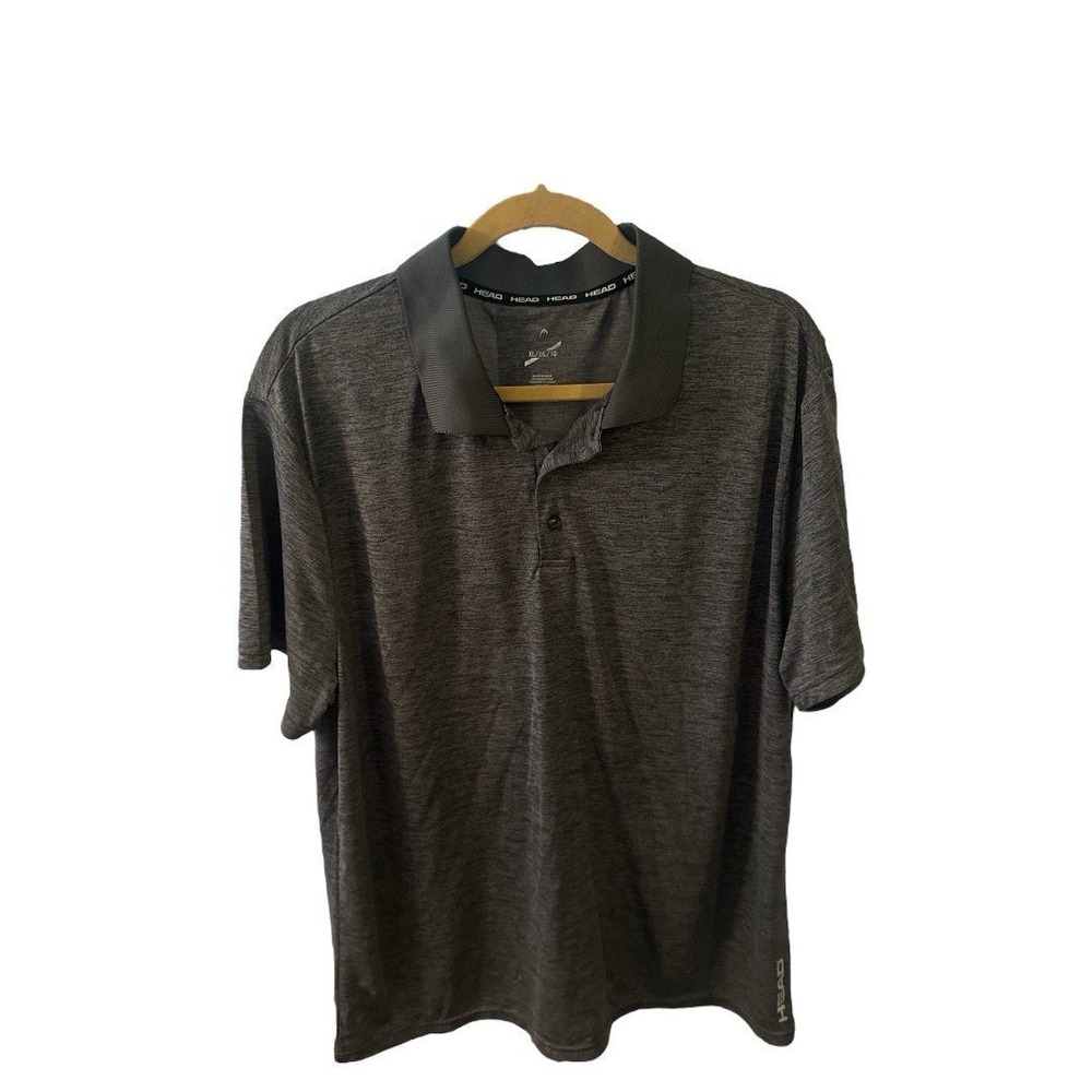 HEAD Heathered Polo Shirt Moisture Wicking Athletic Golf Gray XL
